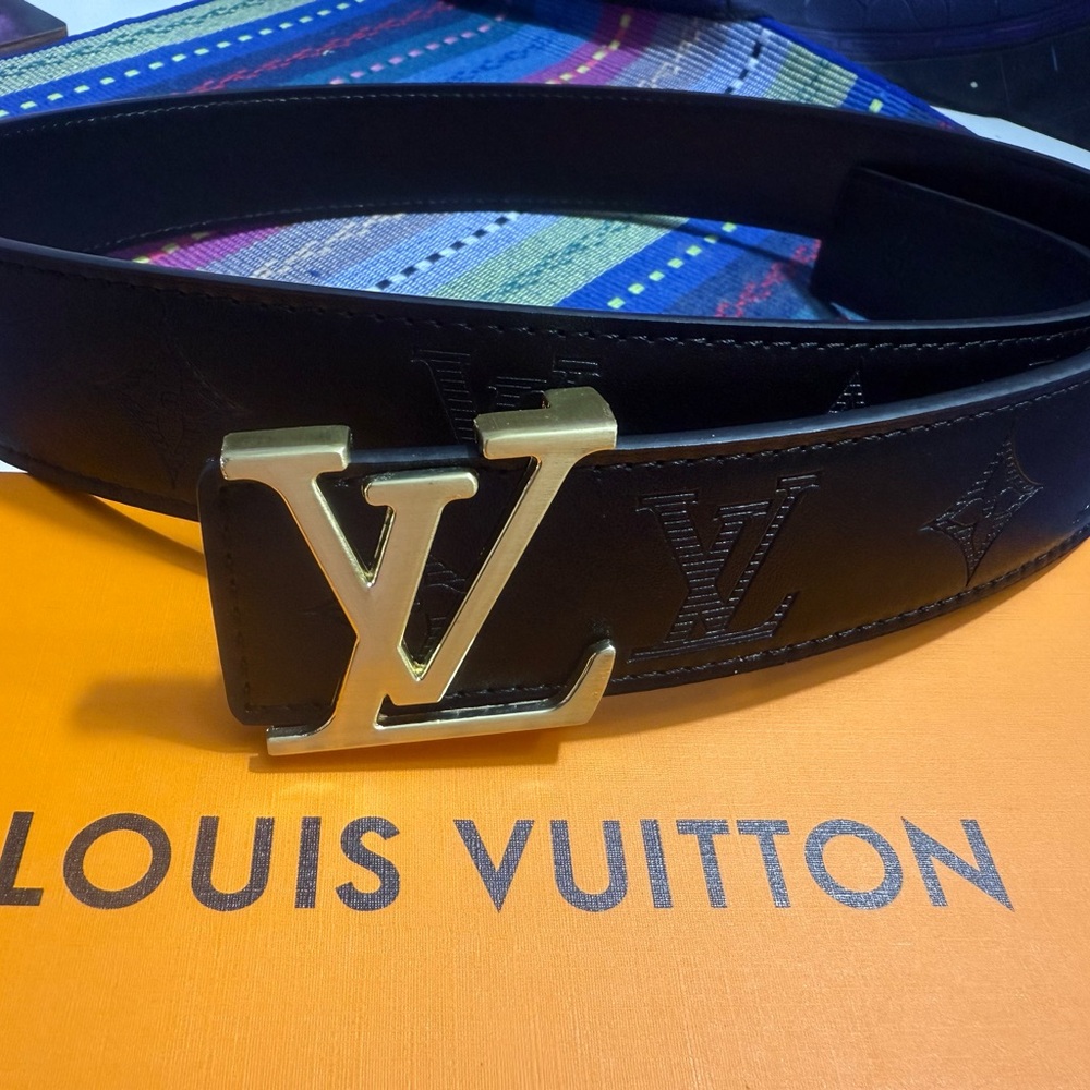 Louis Vuitton Black Belt Bag with Gold Accent